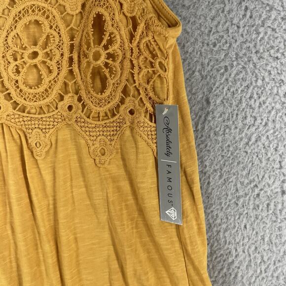 Crochet Lace Womens Sleeveless Top Size S Boho Hippie Gold Flowy Cotton Blend - Picture 5 of 9